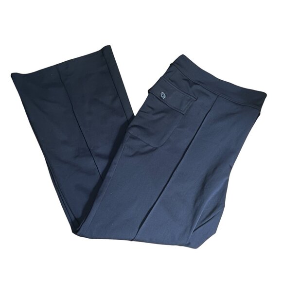 Halara High Waisted Button Flare Casual Cargo Pants  Sz 3XL Womens Black Side Fl - Picture 9 of 10